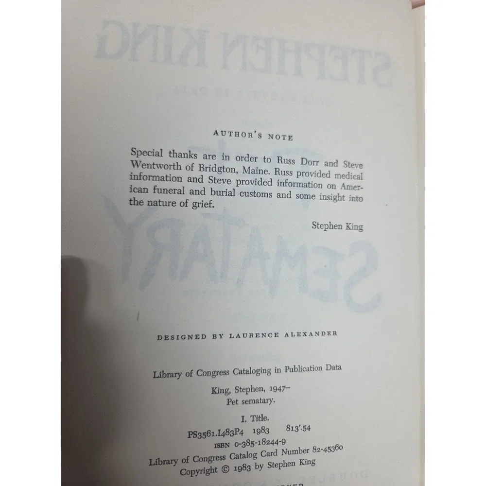 Pet Sematary 1st Edition 1st Printing Stephen King‎